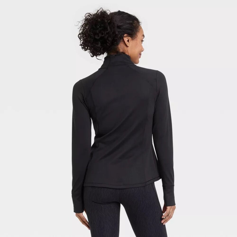 Women's Full Zip Jacket - All In Motion™ Black XL Spandex, UPF 50+,Thumbholes - Picture 4 of 6